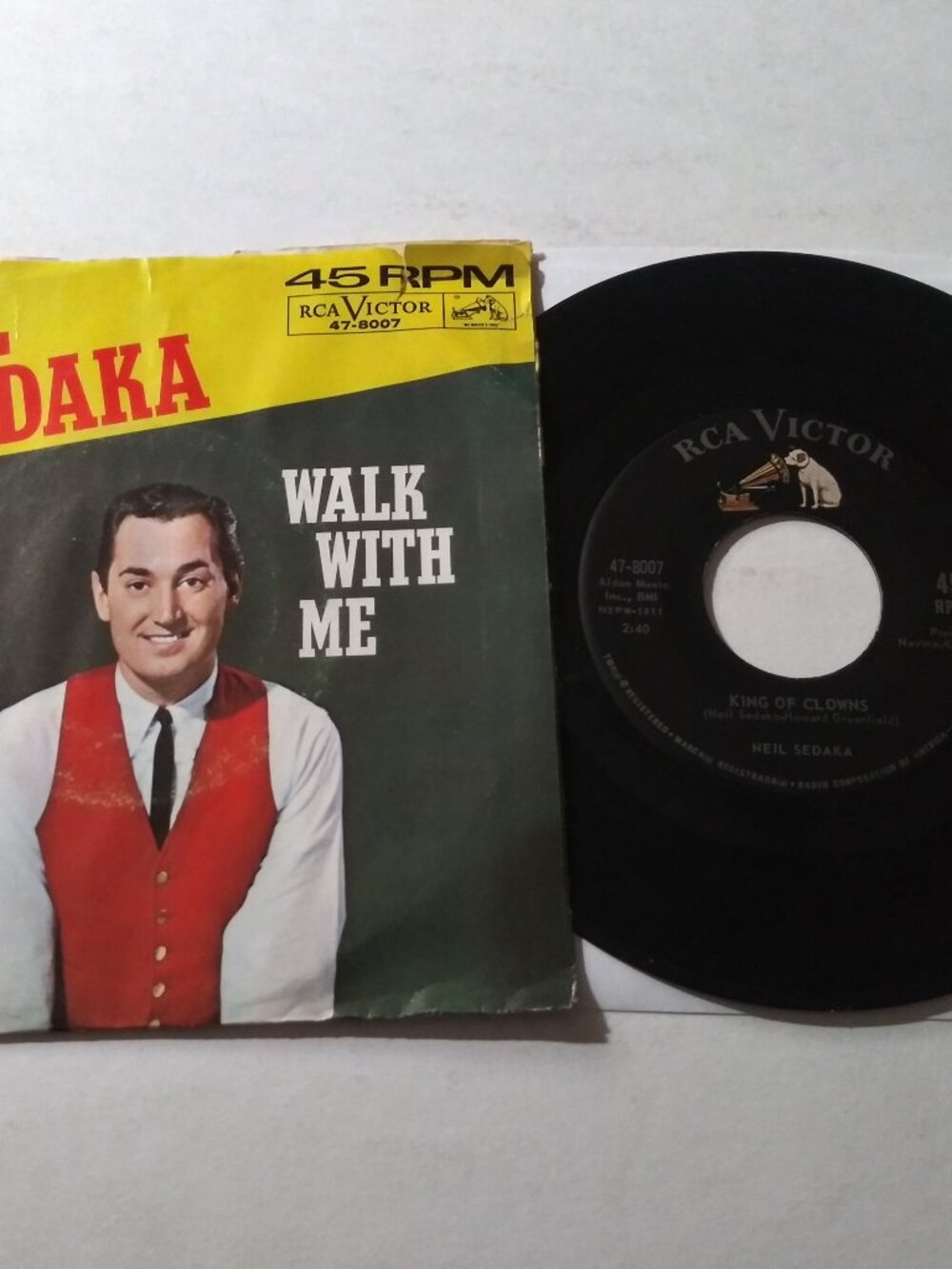 Neil Sedaka - King Of Clowns VG 45RPM RCA Victor Record & Pic Sleeve 1962